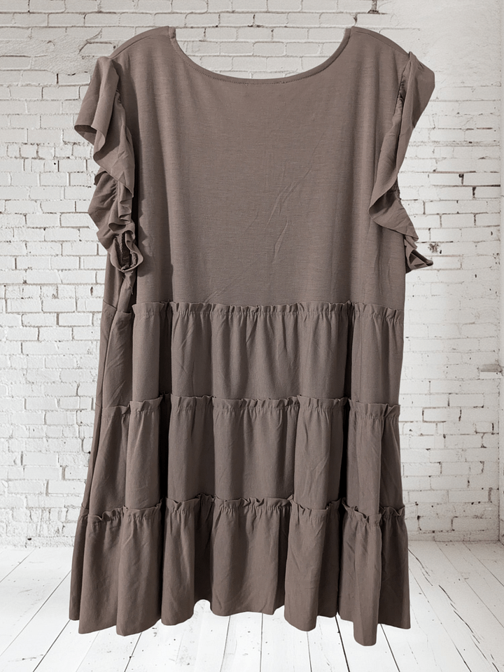 1X Beige Ruffle Mini-Sleeve Tunic/Dress product image (2)