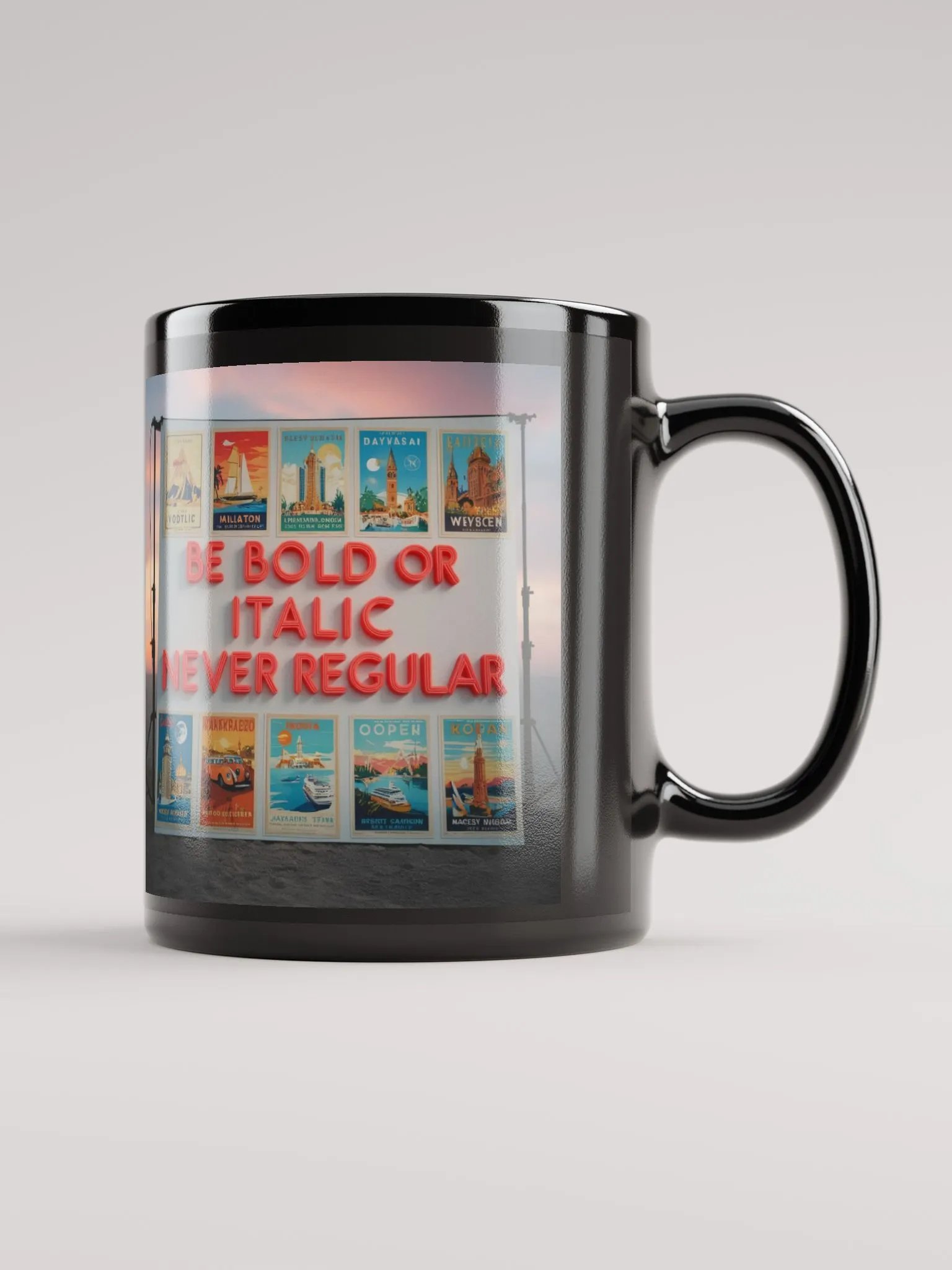 Vintage Travel Poster Black Glossy Mug product image (6)