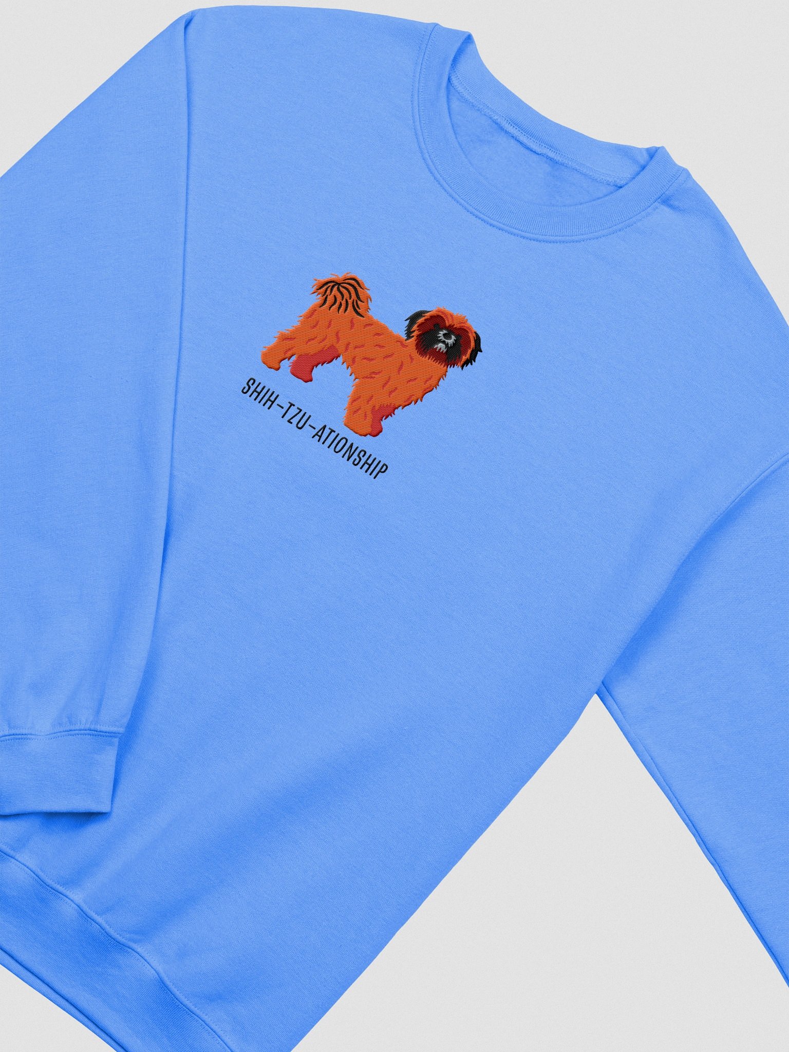 Shih-Tzu-ationship Sweatshirt (Embroidered) of a Shih Tzu(Red, Black Mask) product image (6)