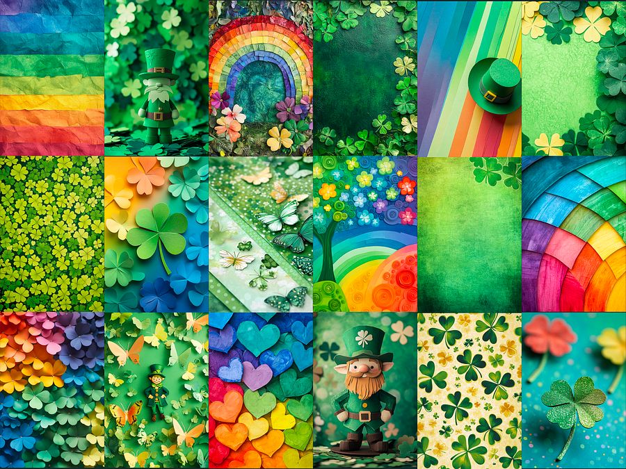 St. Patrick's Day Rainbows & Clovers Digital Scrapbook Pages product image (3)