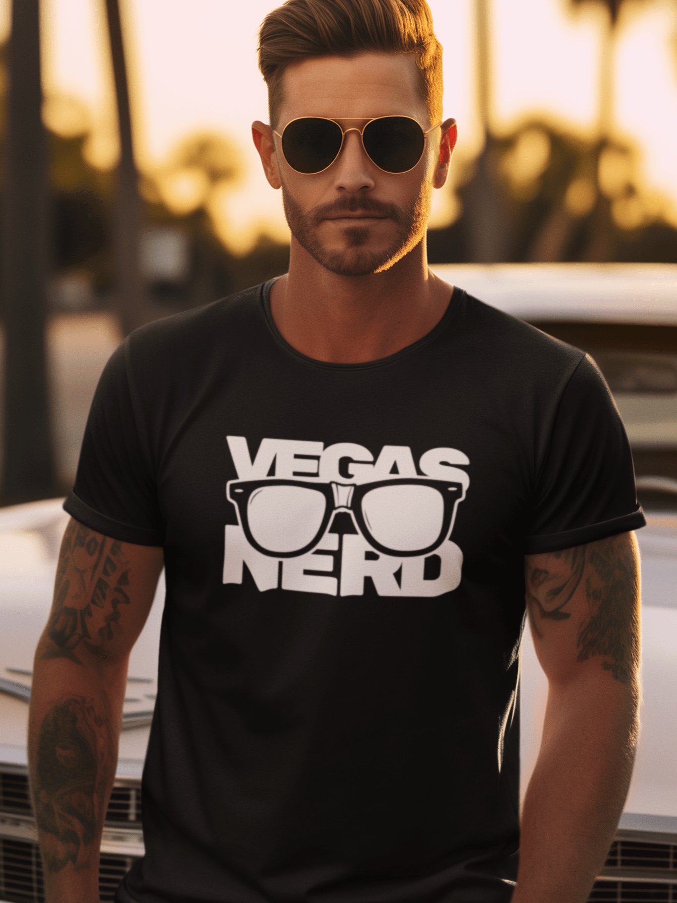 Vegas Nerd Unisex Black Cotton Tee product image (1)