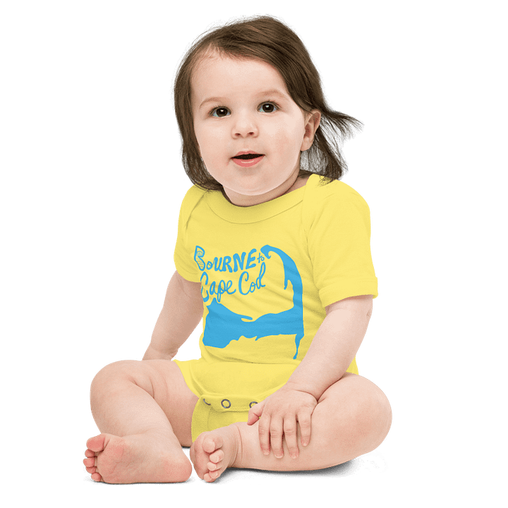 BOURNE to Cape Cod™ | Baby One-Piece with Snaps | BRN.2C.C.™ Logo Back | Ultra-Soft Cotton Bodysuit for Coastal Cuties | Deep Sky Blue Logos product image (11)