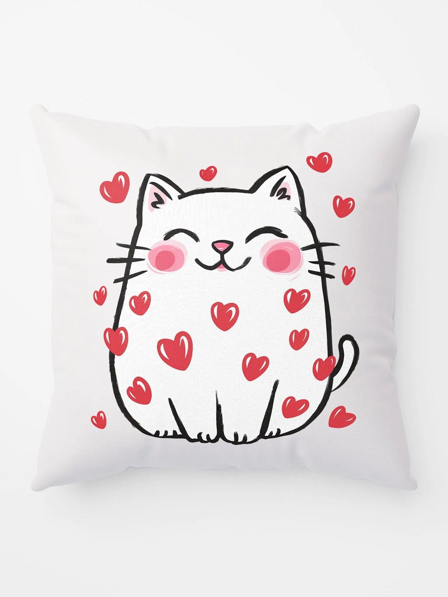 Adorable Cat Surrounded by Hearts Pillow product image (9)