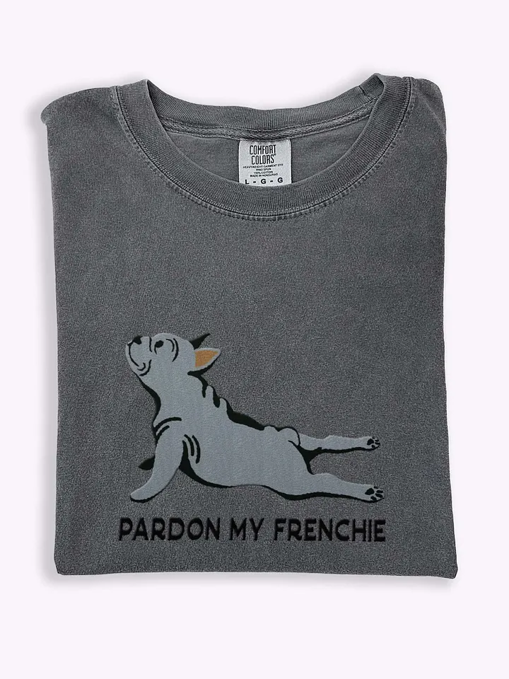 Pardon My Frenchie T-Shirt(Embroidered) of a French Bulldog(Blue) product image (1)