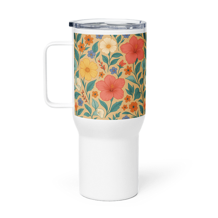 Vintage Floral Travel Mug – Large Stainless Steel Tumbler for Hot and Cold Drinks product image (1)