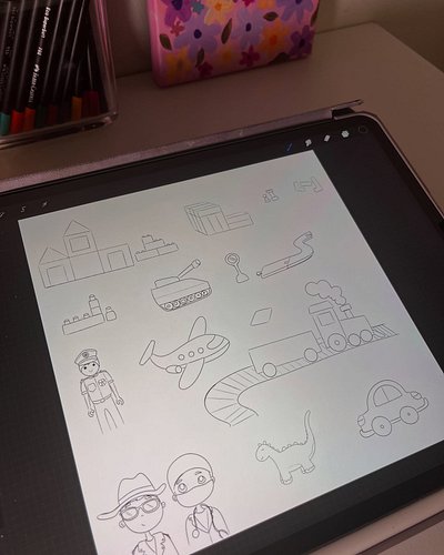 Children’s toys. Sketching process :) 🚙🚗