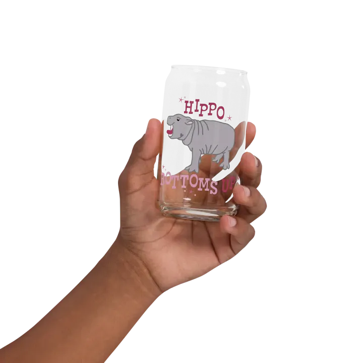 Hippo Bottoms Up Glass Can | Moo Deng Inspired Merch product image (2)