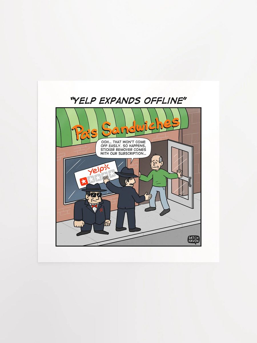 "Yelp expands offline" poster (10″×10″) product image (1)