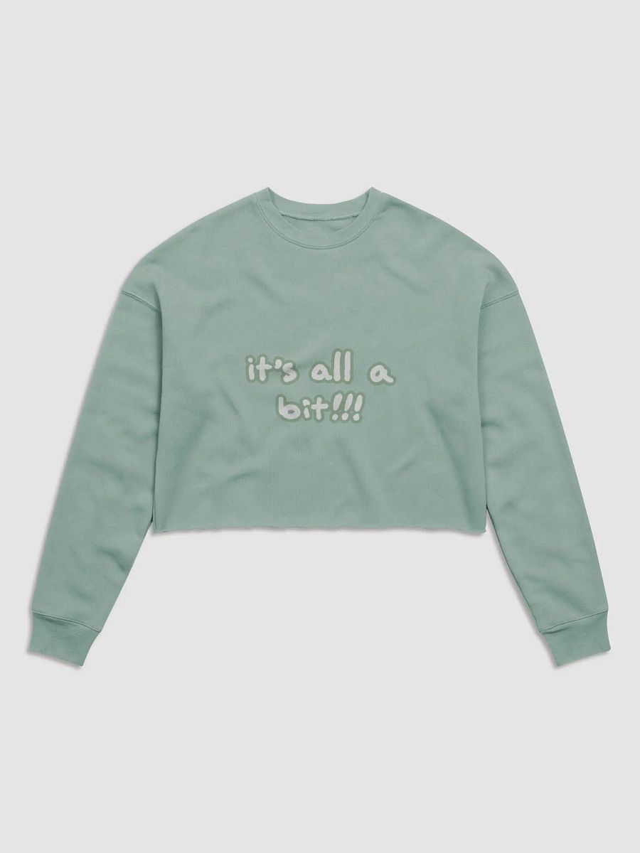 “It’s all a bit!!!” (sm. lined design, #96B697) Women's Fleece Crop Sweatshirt product image (10)