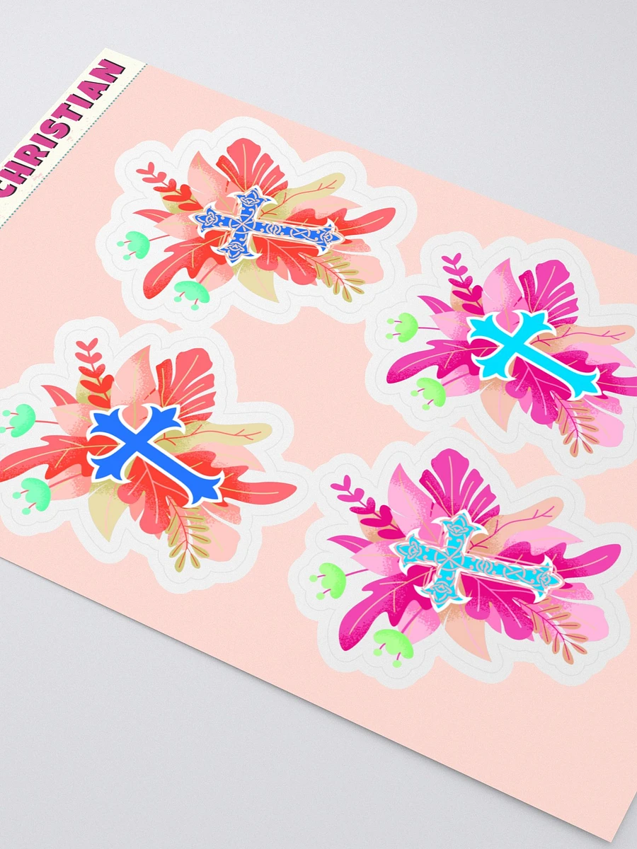 Coral Floral Crosses Sticker Sheet product image (2)