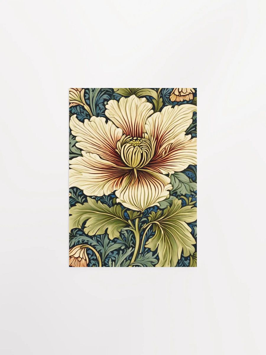 William Morris Inspired White Flower Poster 5x7 inches product image (1)