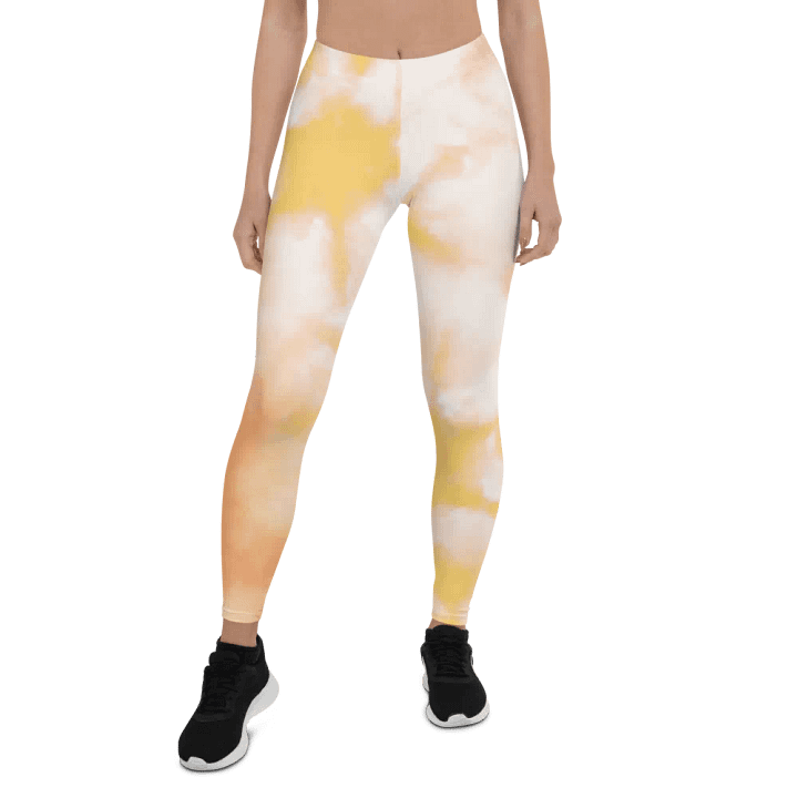 Blushing Pink/Yellow Tie Dye All-Over Print Leggings product image (1)