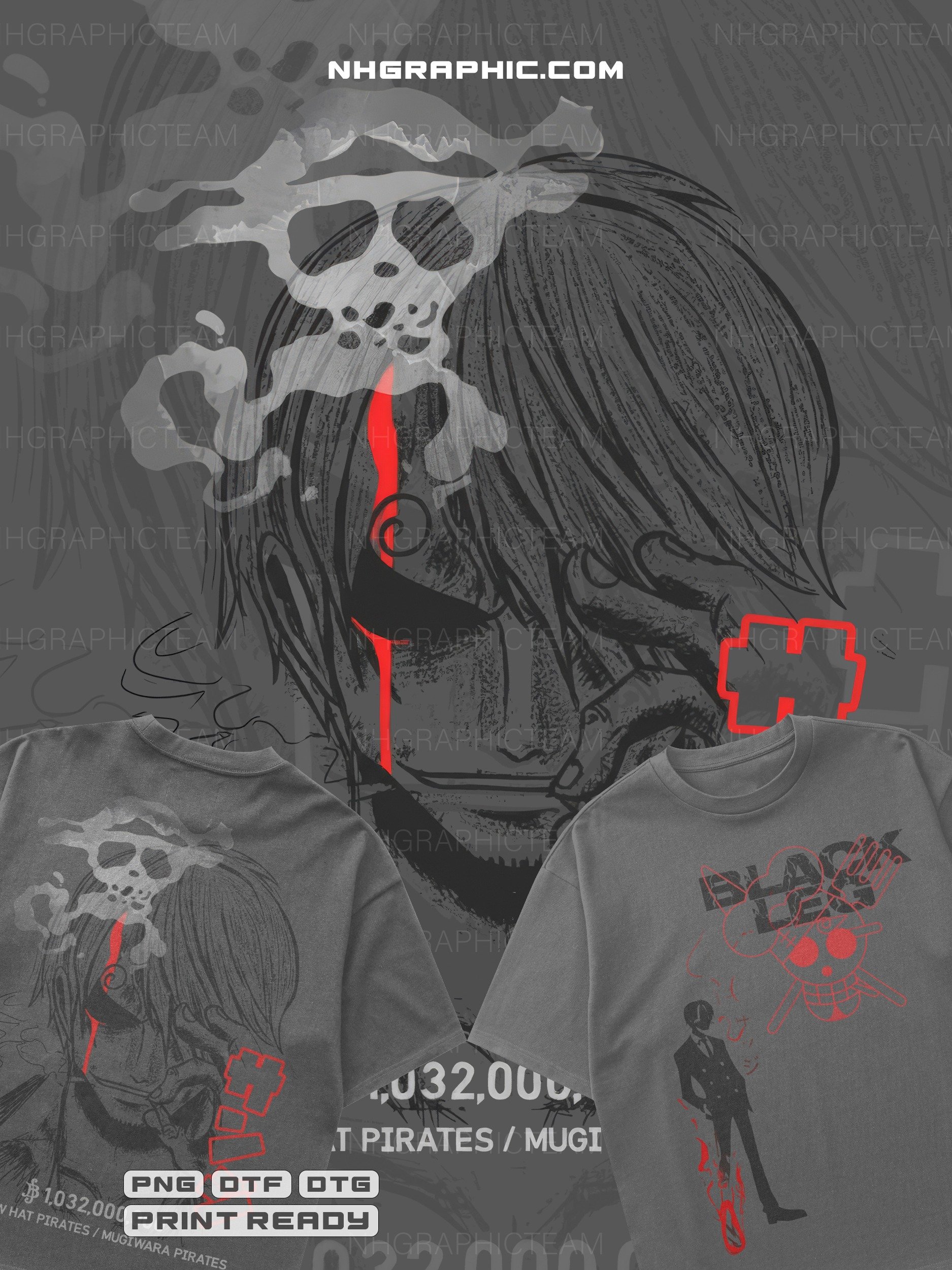 one piece t-shirt PNG designs bundle 11 back and front files product image (3)