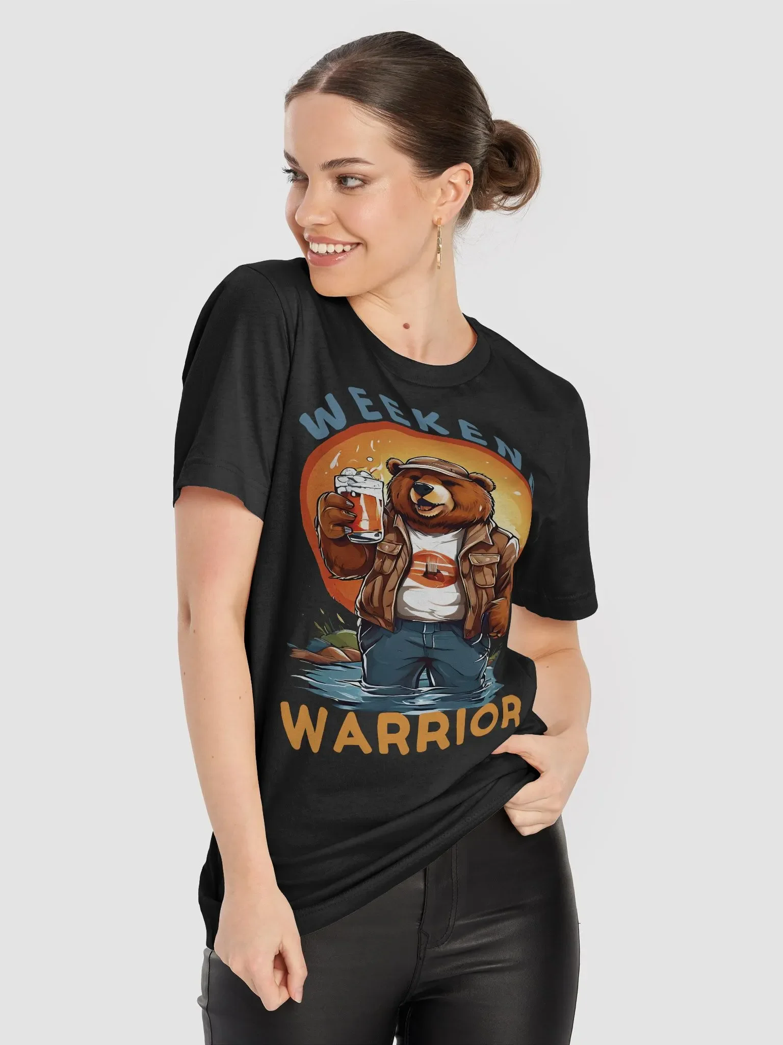 Weekend Warrior - Funny Big Bear Bella Canvas 3001 T-Shirt for Casual Style Lovers product image (7)