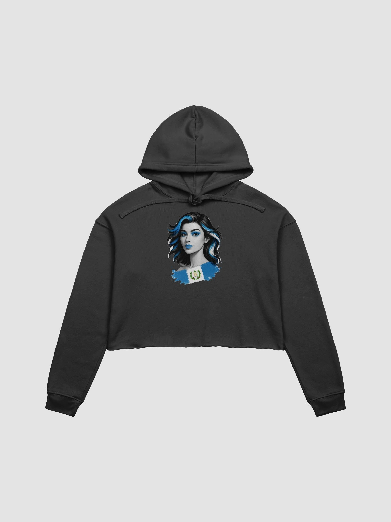 Guatemala Flag Inspired Crop Hoodie with Artistic Illustration product image (1)
