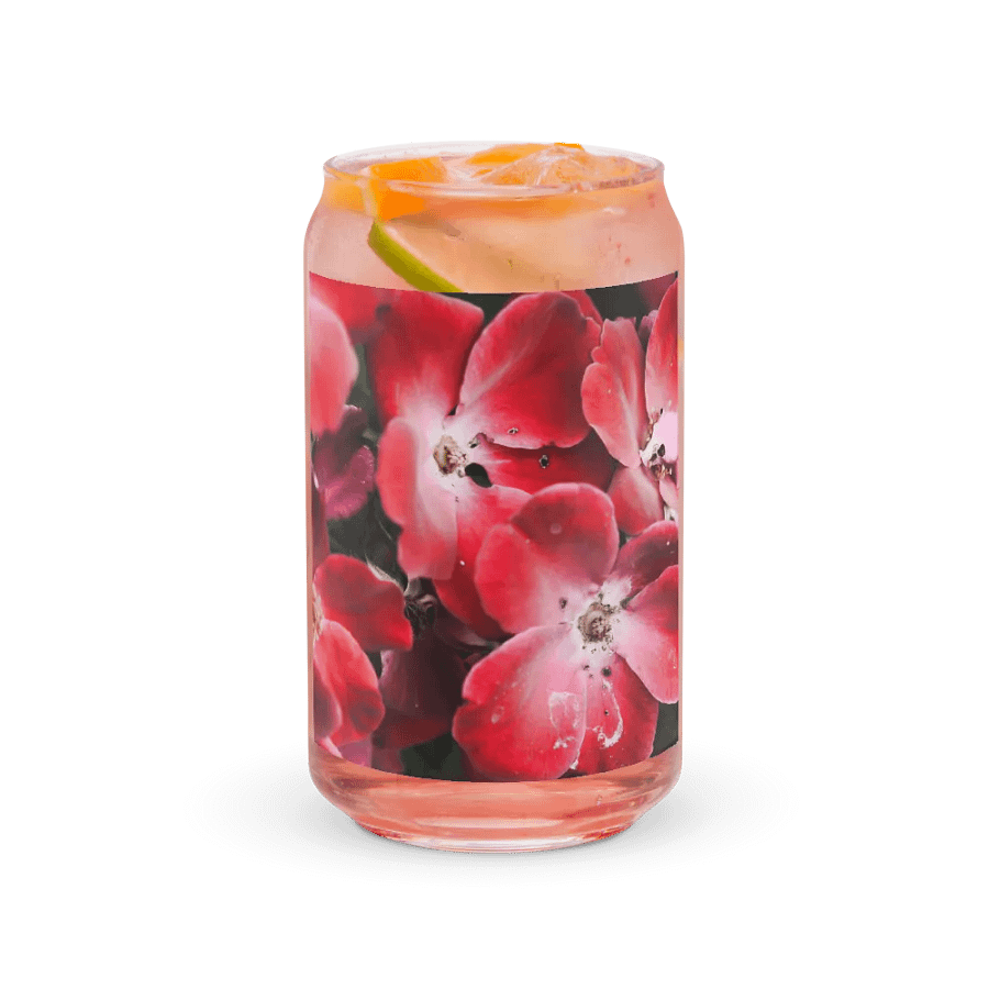 Bright Red Flowers Can Shaped Glass product image (37)