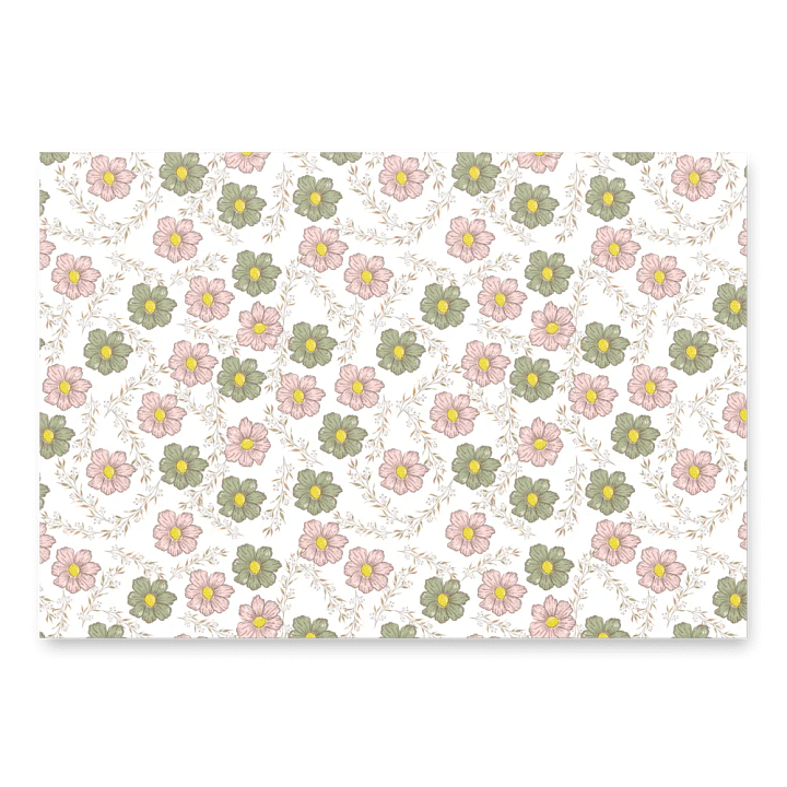 cute floral wedding wrapping paper in the color green pink white product image (1)