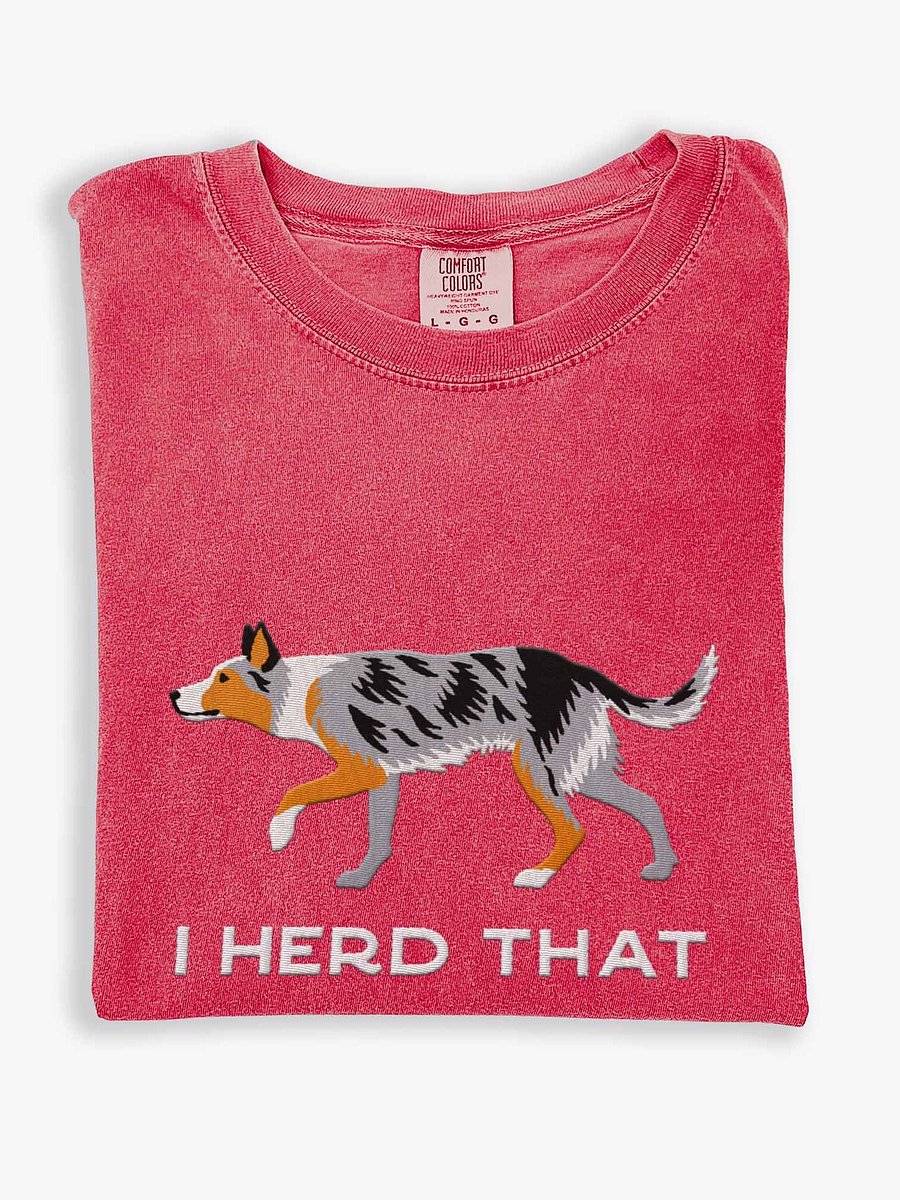 I Herd That T-Shirt(Embroidered) of an Australian Koolie(Blue Merle Tricolor) product image (1)
