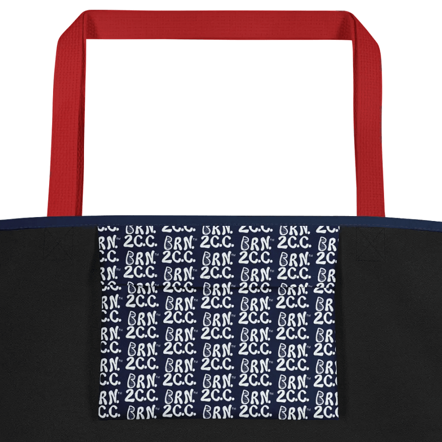BOURNE to Cape Cod™ | Large Tote Bag with Pocket | Coastal Classic | All-Over Logo Print | White Logo on Navy product image (3)