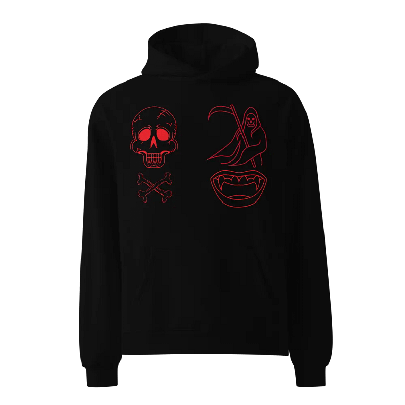 Spooky Line Art Oversized Hoodie