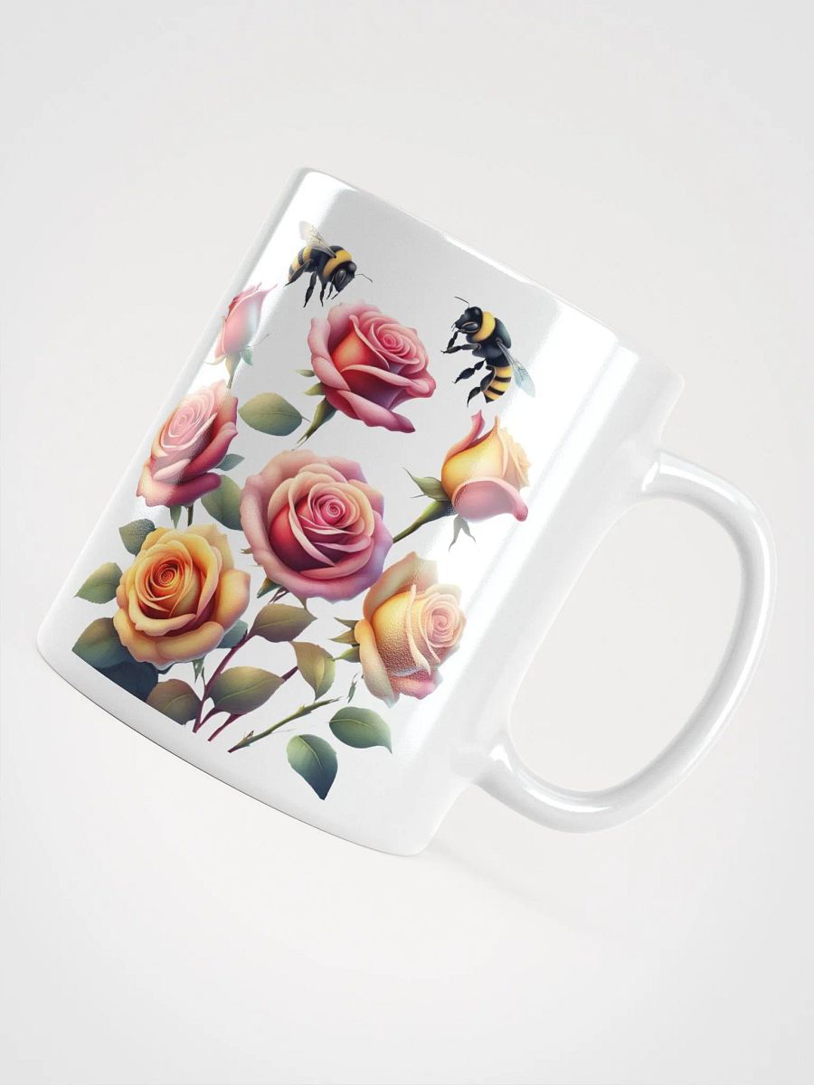 Honey Bees and Roses Graphical Design White Mug product image (2)