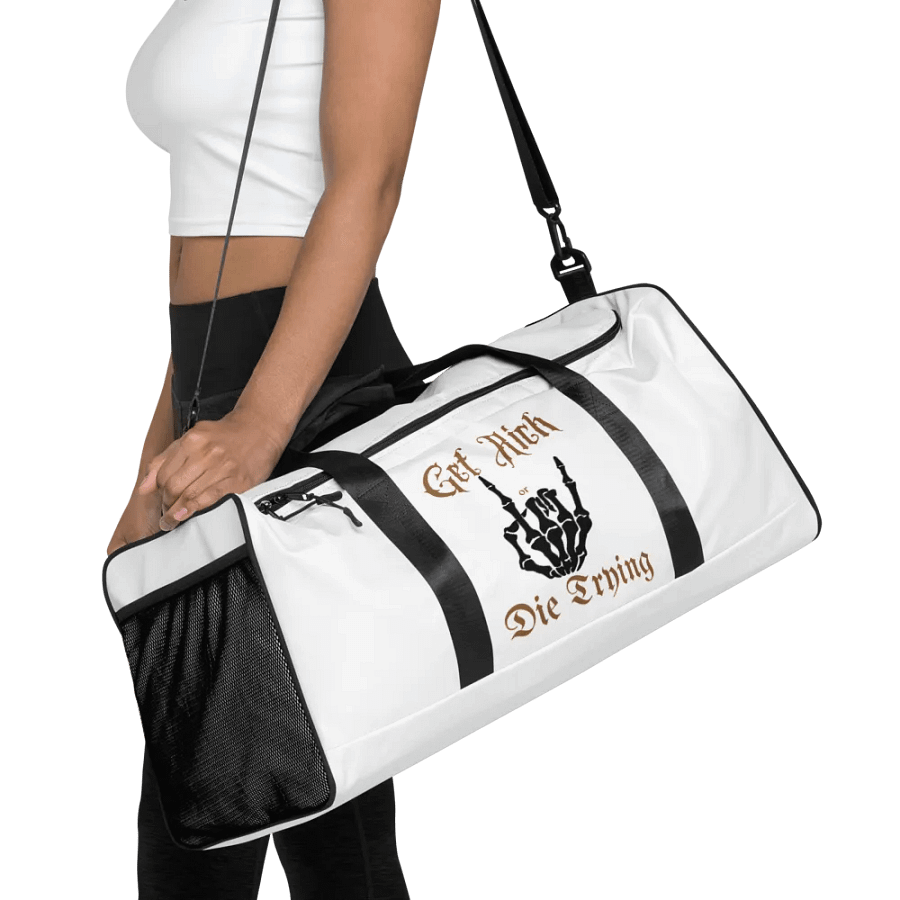 Get Rich or Die Trying Duffle Bag Designed by Anopa Silver product image (4)