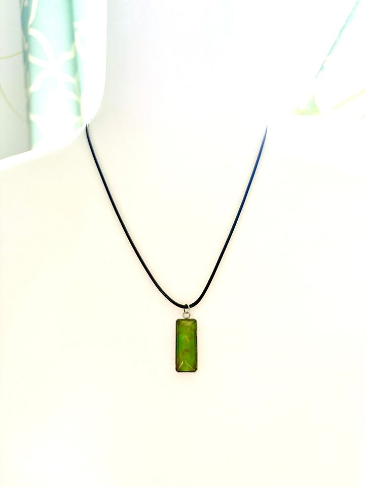 Electric Tide Pendant Necklace | Lime Green | Rectangle Cabochon | Monique Faella Designs™ | MFD-00152 product image (2)