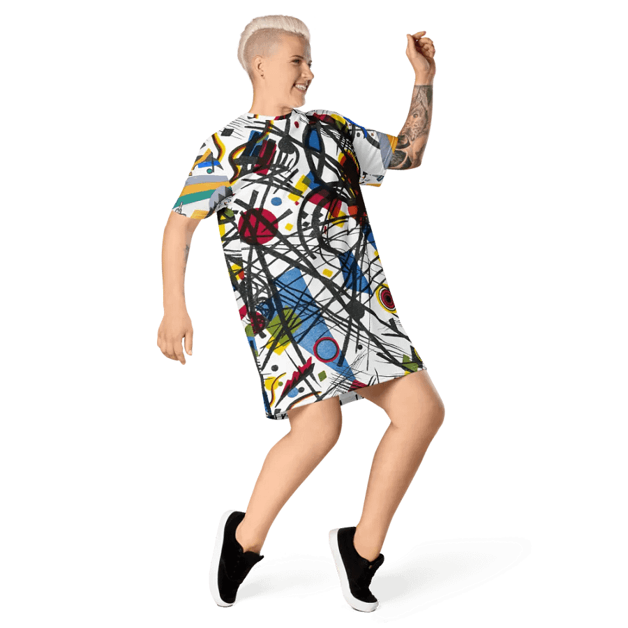 Abstract Lithographic Pattern Design T-shirt Dress - v3 product image (5)