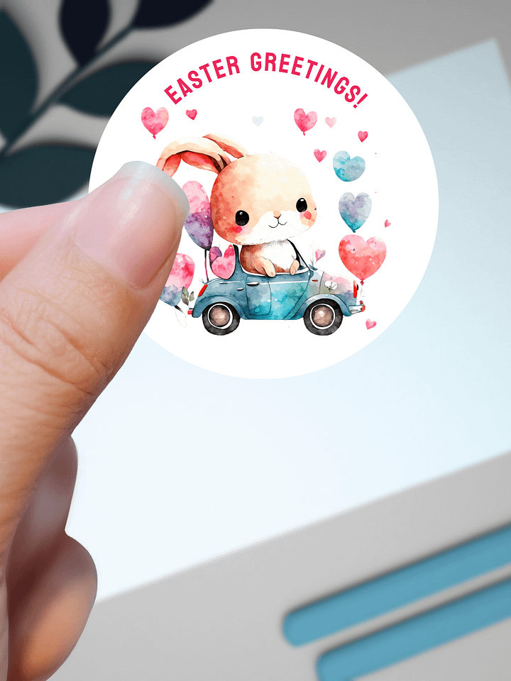 Easter Greetings Bunny Riding in Blue Car product image (1)