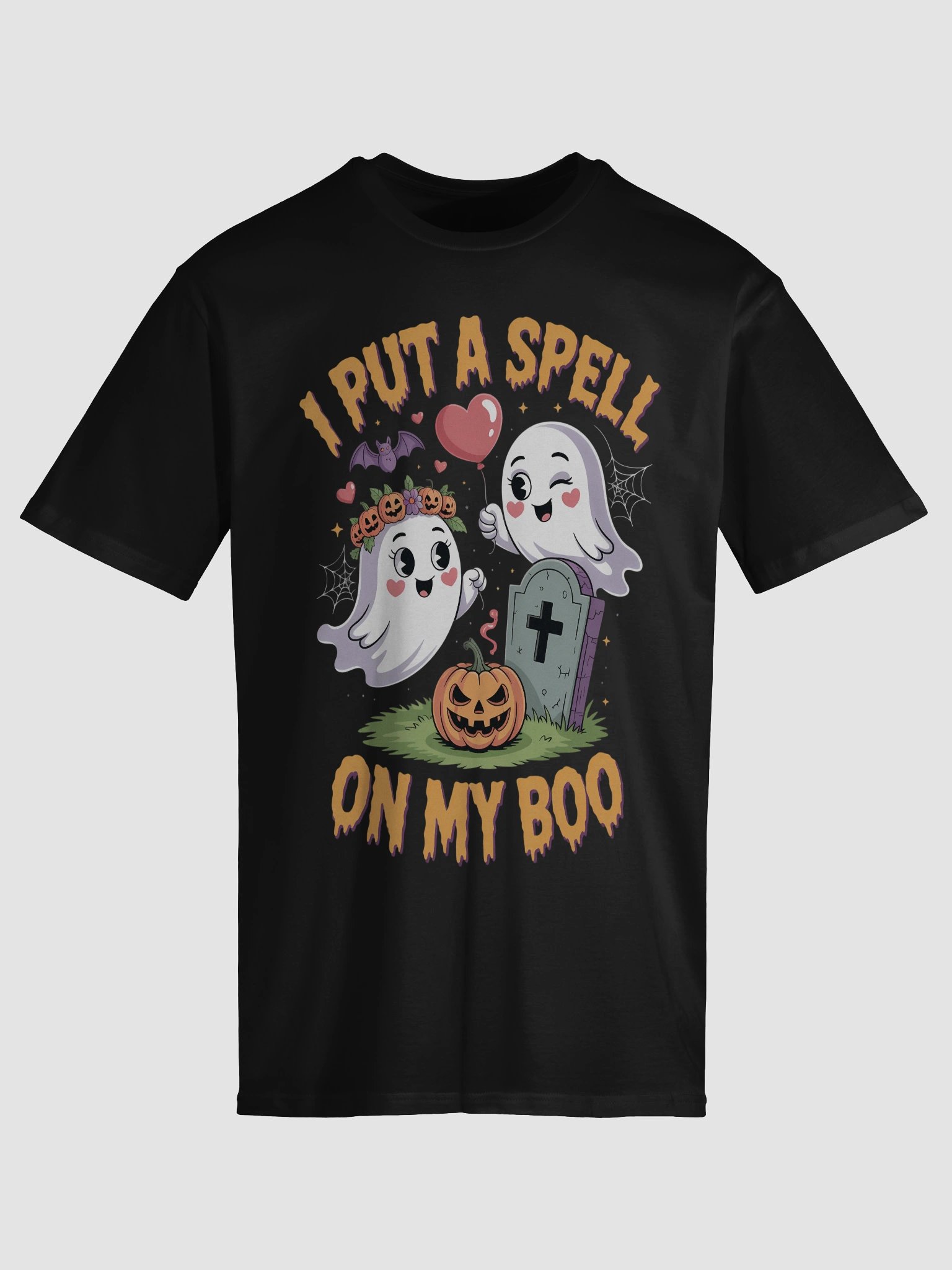 I Put A Spell On My Boo Funny Halloween Couple's T-Shirt | Spooky Cute Ghost & Pumpkin Tee product image (5)