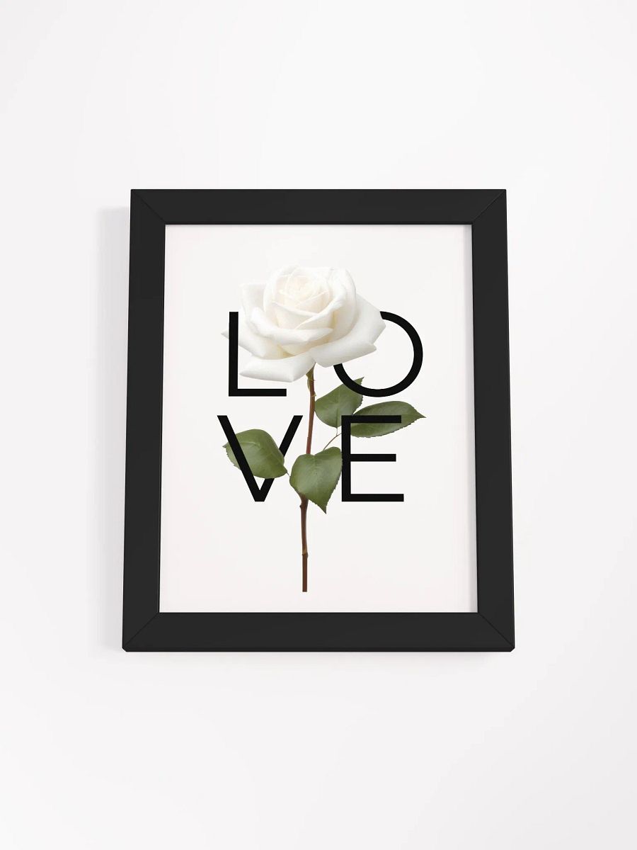 'LOVE' White Rose Framed Matte Poster product image (1)