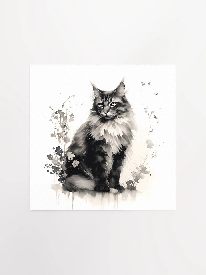 Maine Coon Floral Elegant Wall Print product image (1)