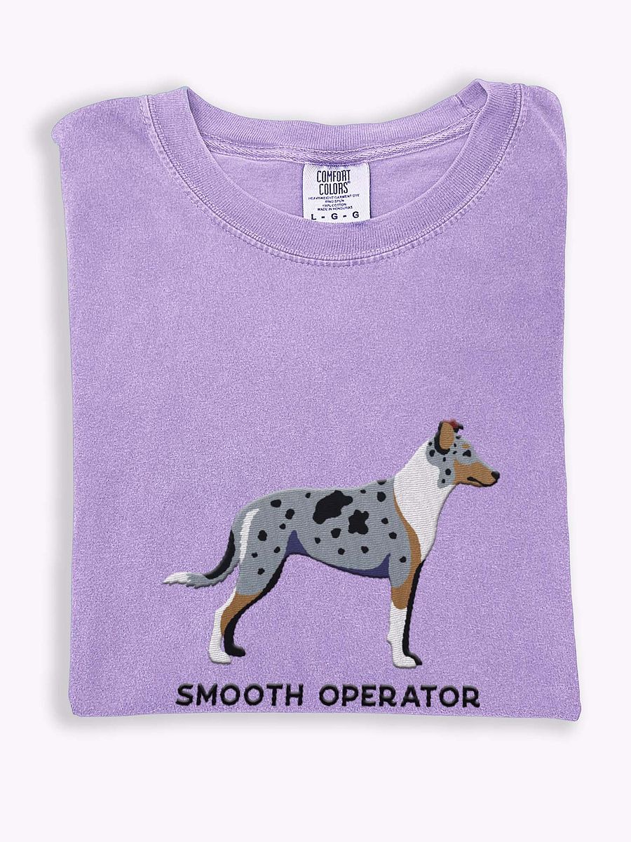 Smooth Operator T-Shirt(Embroidered) of a Smooth Collie(Blue Merle) product image (1)