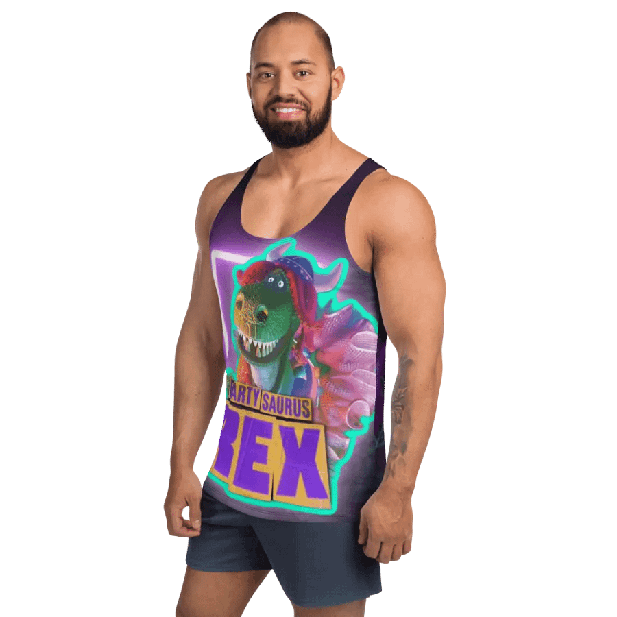 Partysaurus Rex Neon All Over Print Tank Top product image (3)