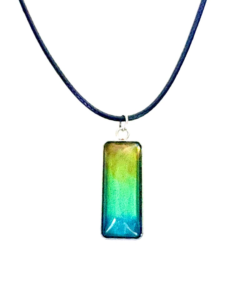 Electric Tide Pendant Necklace | Blue to Green Gradient | Rectangle Cabochon | Monique Faella Designs™ | MFD-00157 product image (1)