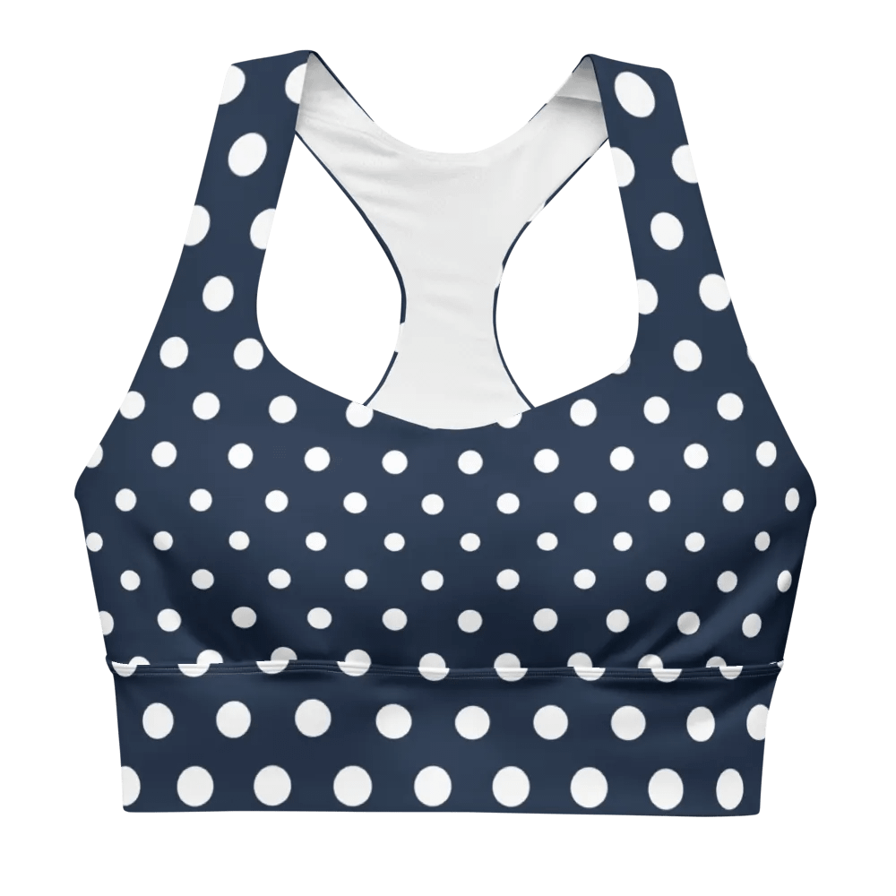 White/Navy Polka Dots Sports Bra product image (4)