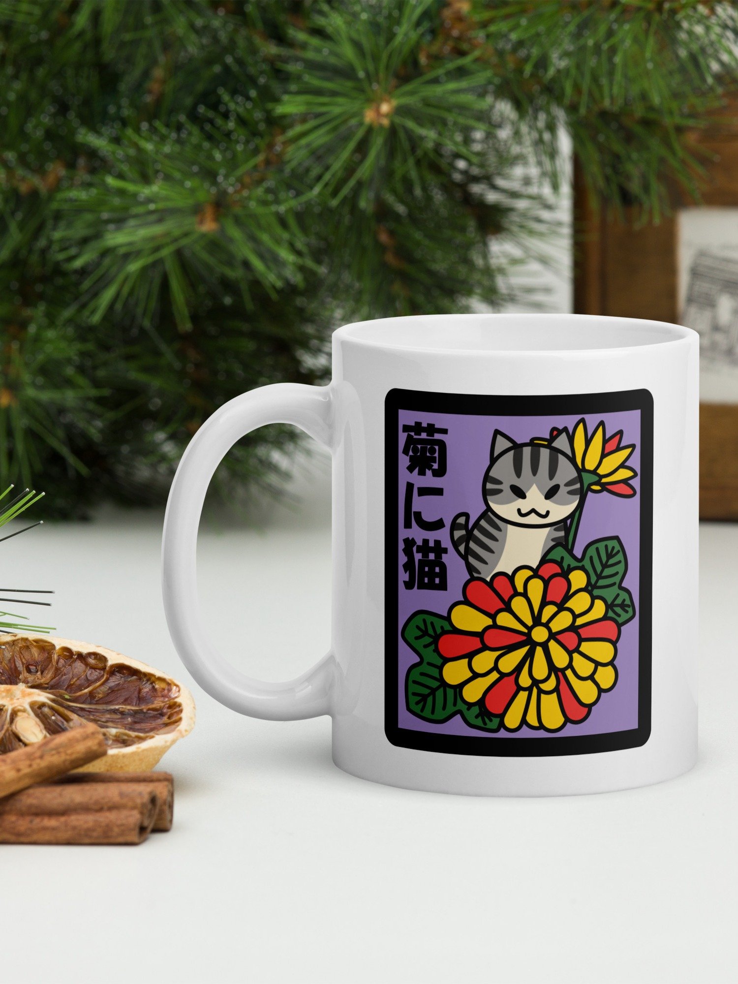 September Hanafuda Japanese Playing Card Cat 11 oz Mug product image (2)