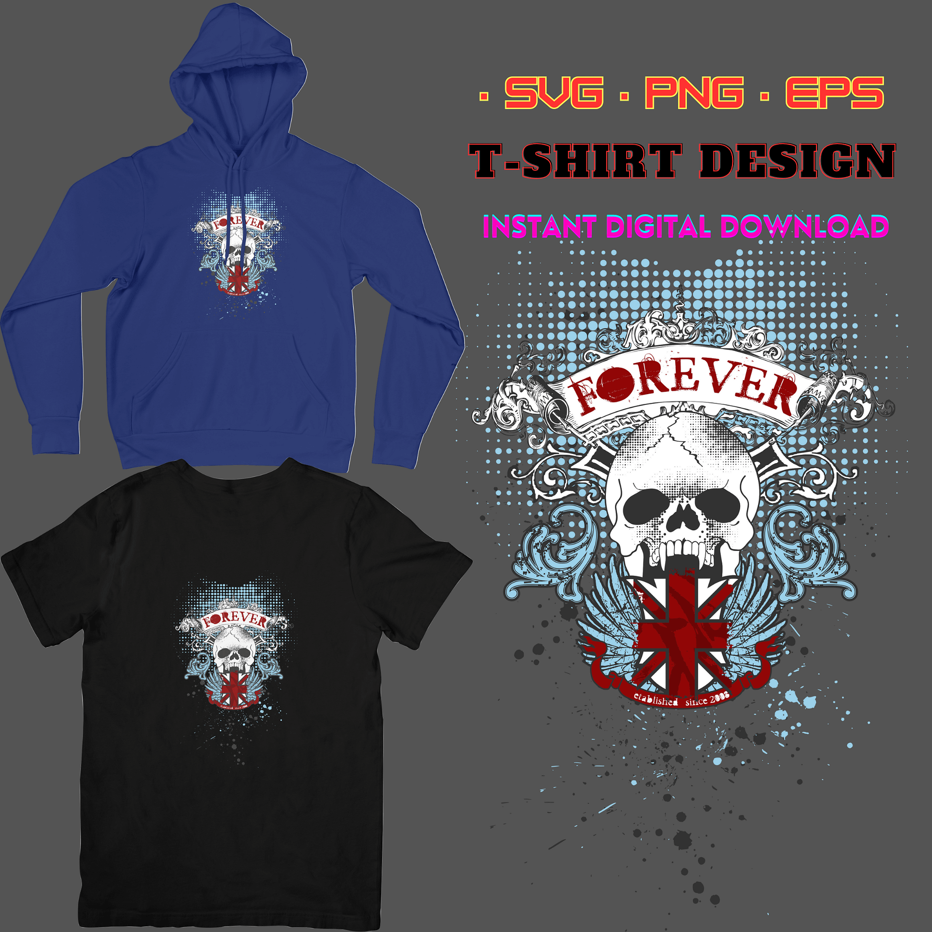 Halloween svg, England flag, skeleton svg, skull svg, forever svg, etablished since 2008 svg, T-shirt svg, Custom Design, cut files cricut product image (1)
