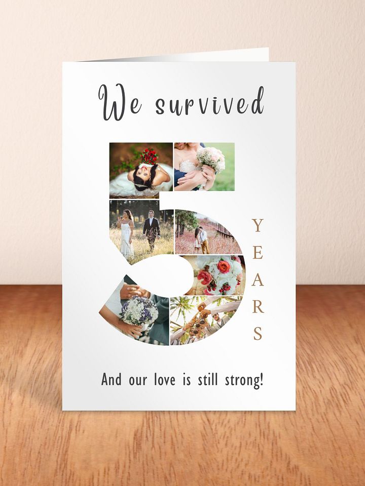 5 Year Anniversary Photo Card Editable Canva Template product image (2)
