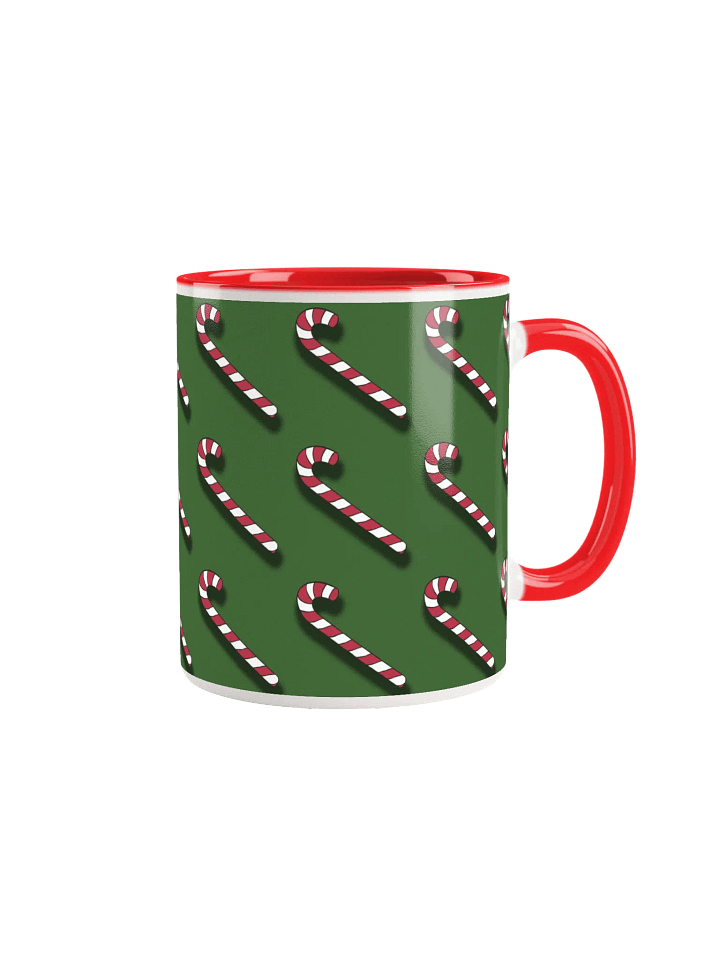 Red and White Candy Canes on Solid Green Ceramic Mug product image (26)