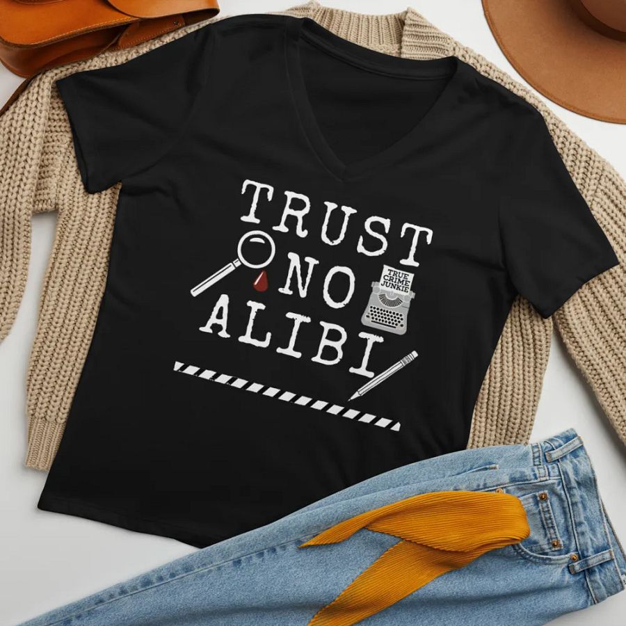 CrimeClothes Trust No Alibi Relaxed V-Neck T-Shirt product image (56)