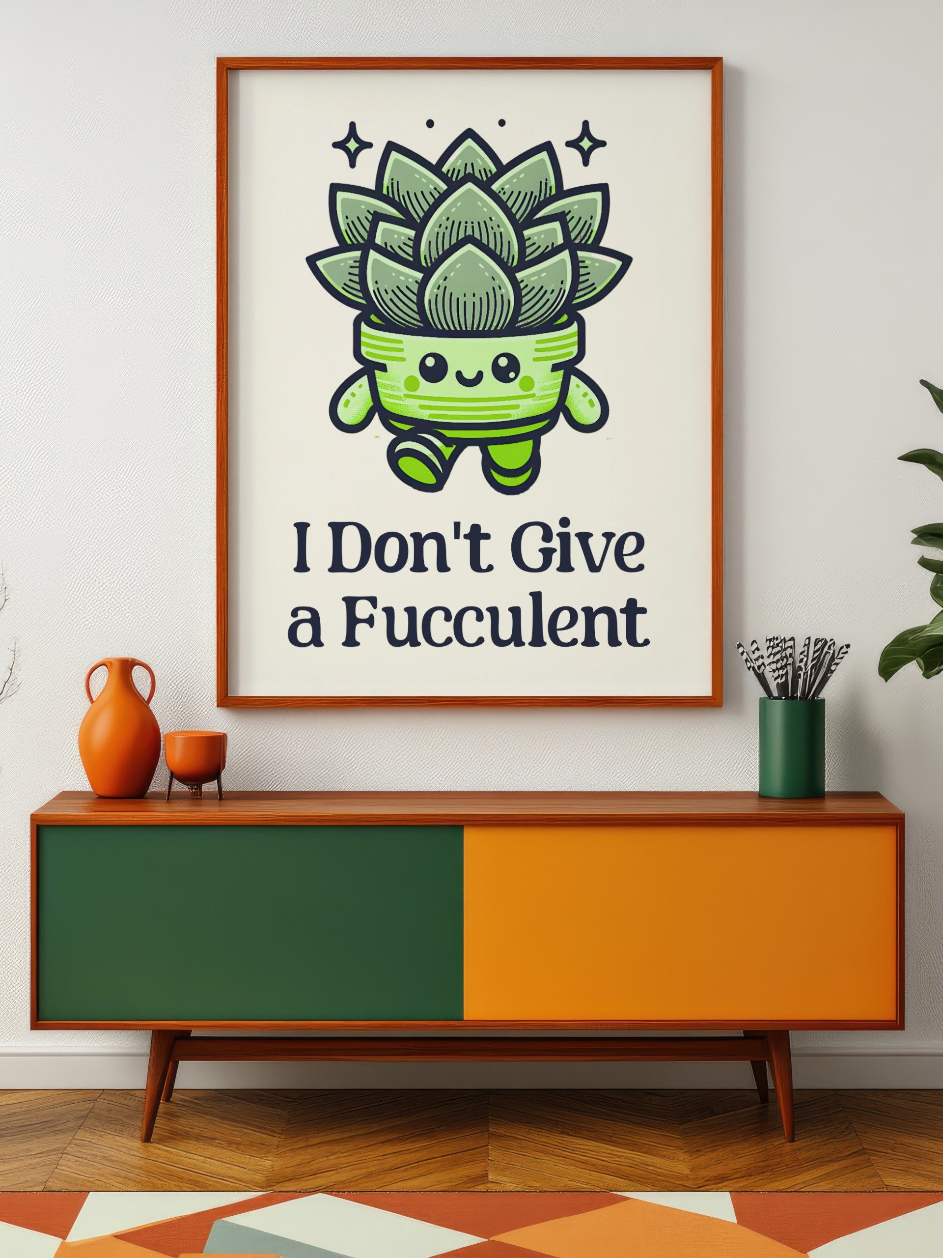 I Don't Give a Fucculent Funny Punny Retro Succulent Poster product image (5)