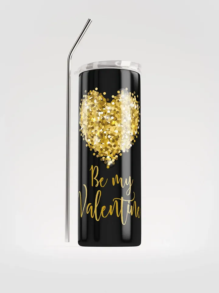 Golden Glitter Heart Be My Valentine Stainless Steel Tumbler: Sparkling Love product image (1)