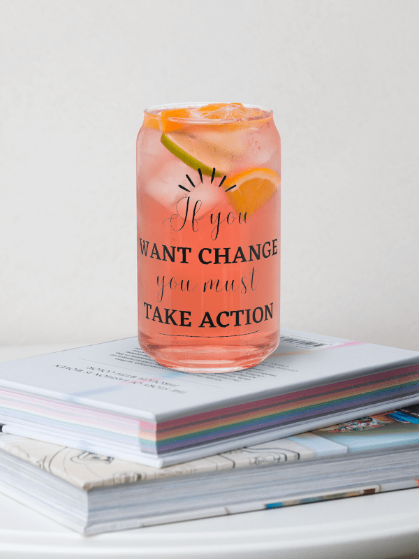 Action Taker’s Can Glass – Aesthetic Iced Coffee Tumbler for Achievers product image (2)