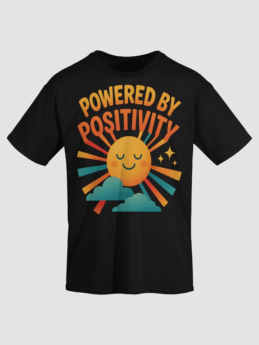 Powered by Positivity – Retro Smiling Sun Graphic T-Shirt product image (3)