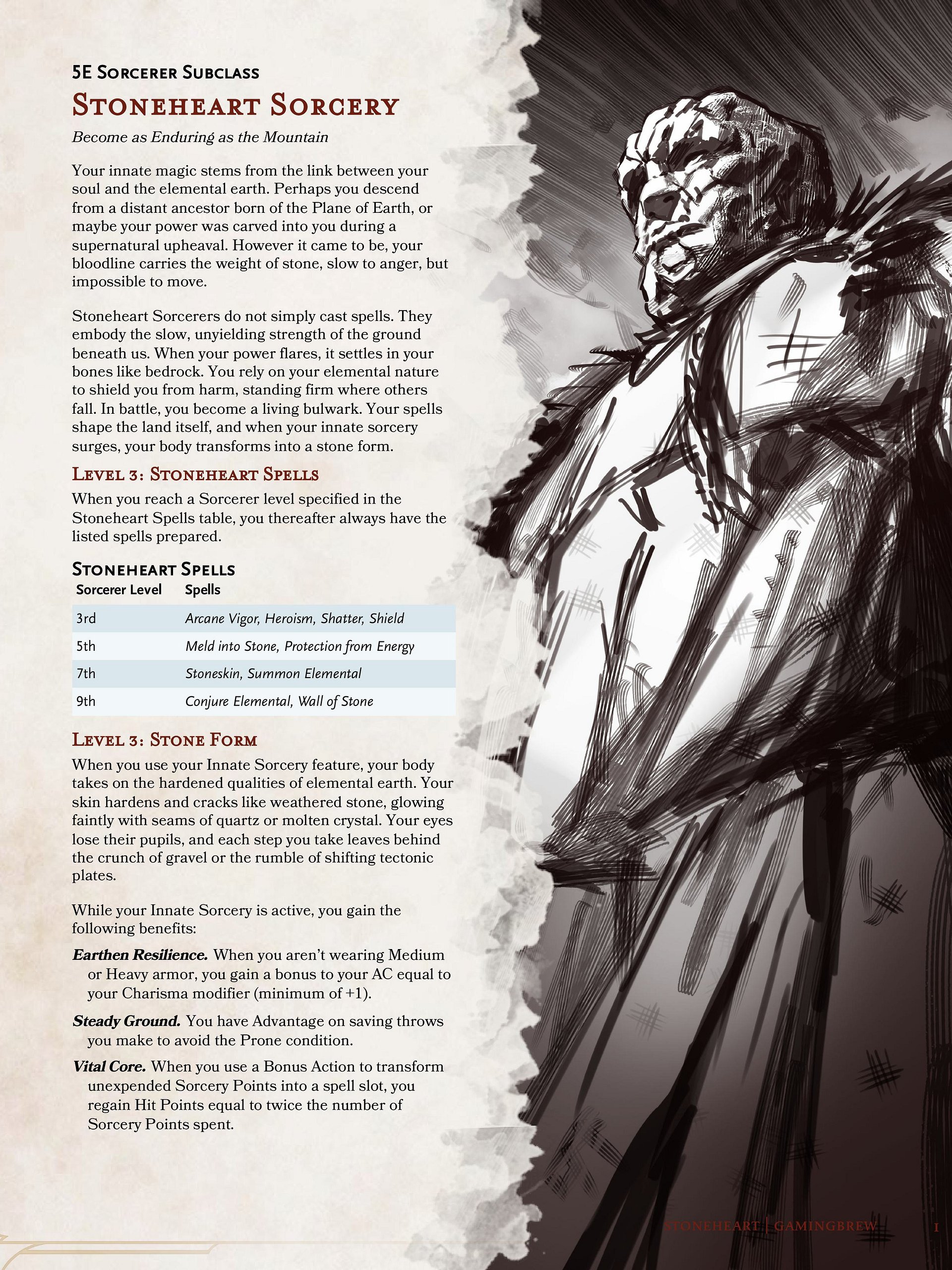 Stoneheart | 5E 24 Sorcerer Subclass product image (2)