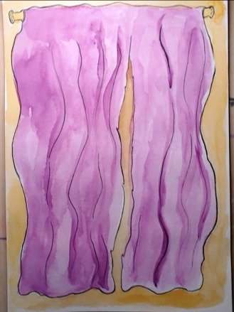 Torn Curtain Easter Painting A4 Size product image (1)