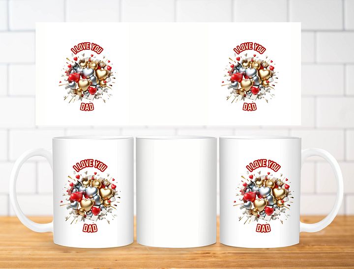 I Love Dad Mug Sublimation Design, 11oz & 20oz Mug Template, Mug Wrap Template PNG, Digital Download product image (2)