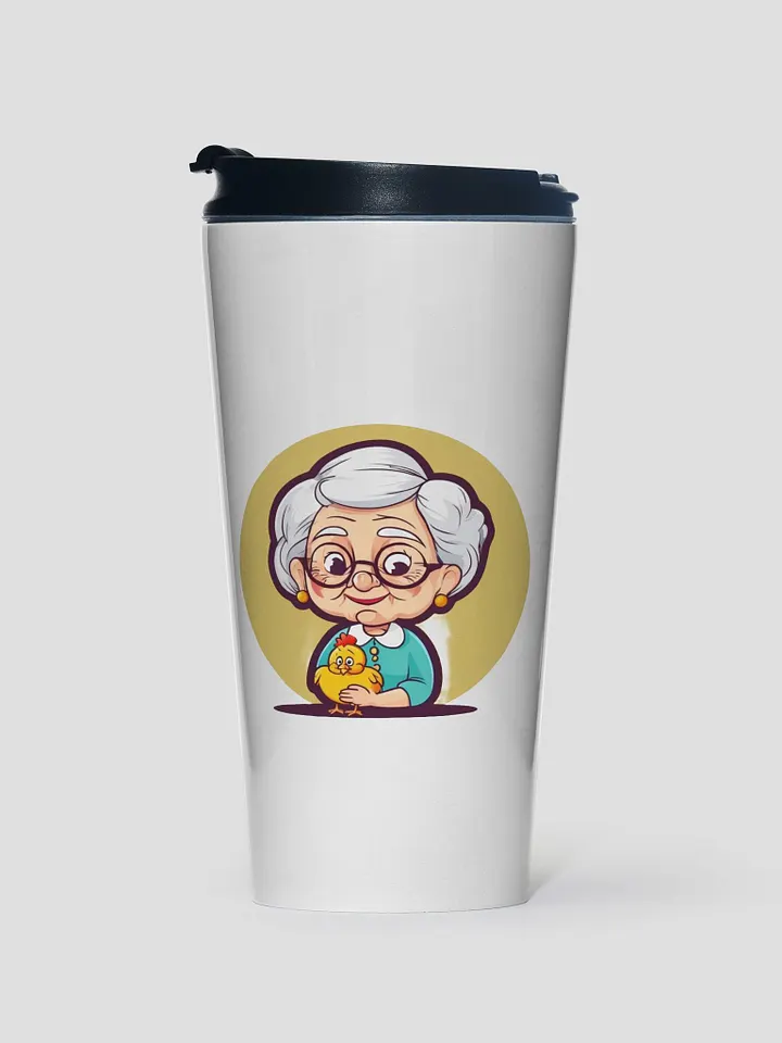 Elderly Woman and Chickens Stainless Steel Travel Mug product image (1)