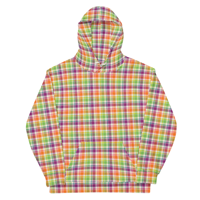 Purple, Orange, and Lime Green Plaid Hoodie product image (6)